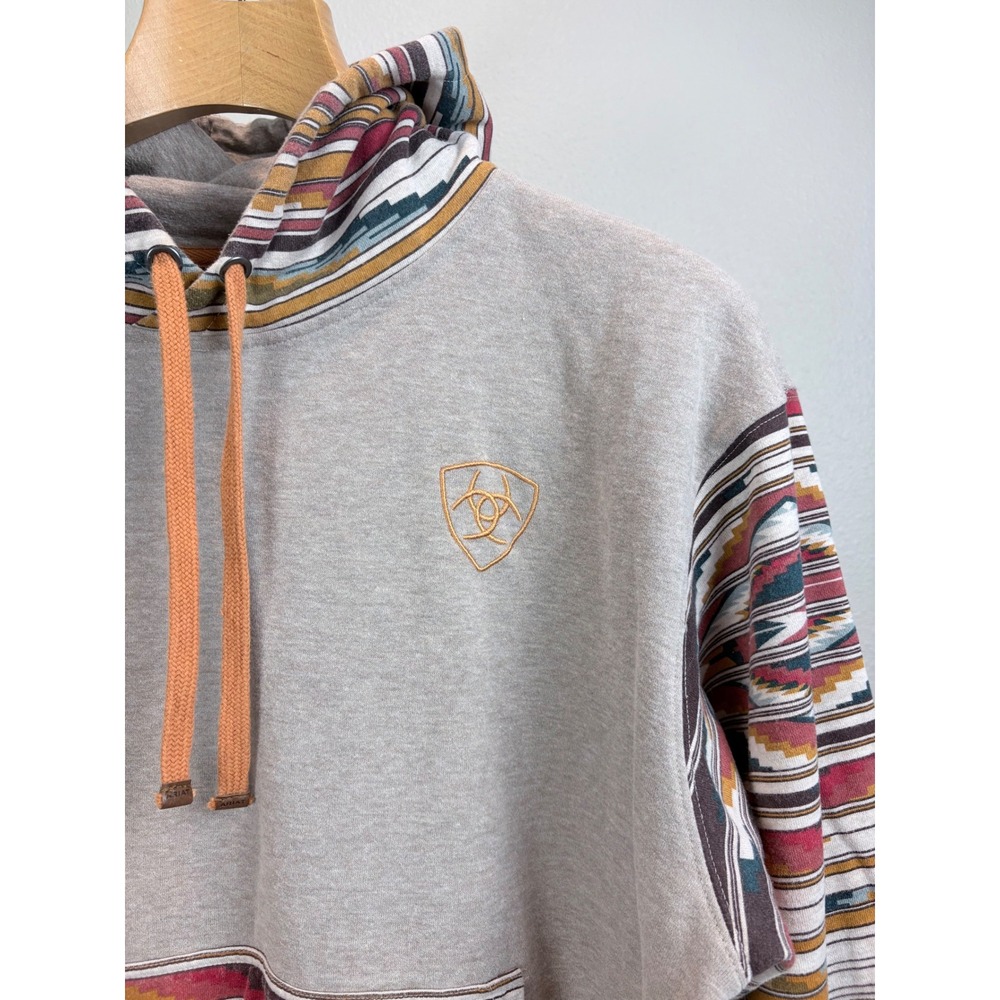 Ariat Chimayo Centinela Mens XL Hoodie Southwest Pattern Tan Fleece Pullover - Picture 8 of 8